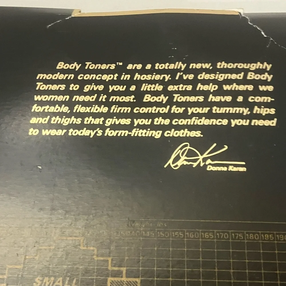 Vintage 1991 Donna Karan Body Toners Jersey Black Pantyhose Size Small Style 245